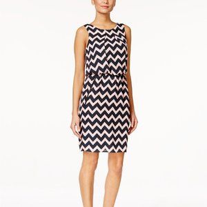 SL Fashions Sleeveless Chevron Blouson Dress in Pink, Size 6, Retail $79.00